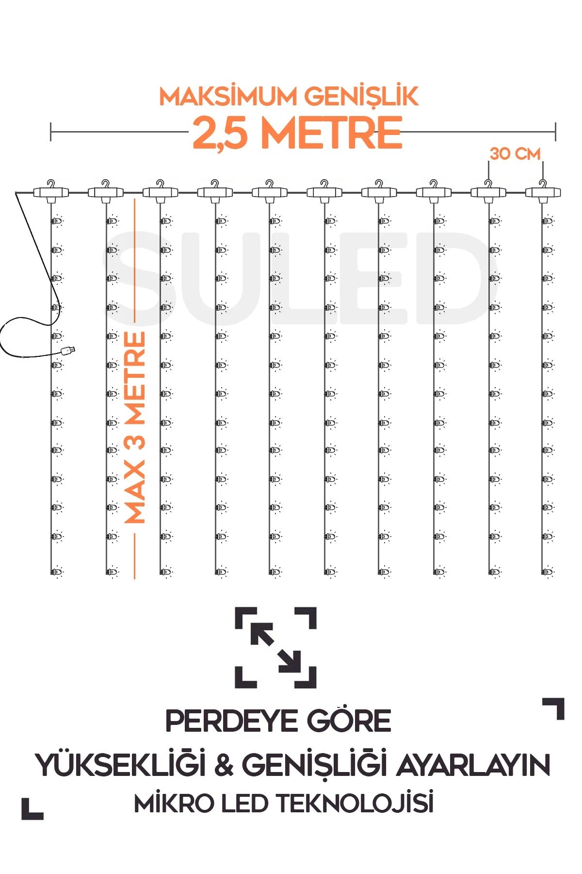 Perde Ledi 3 Metre 8 Modlu